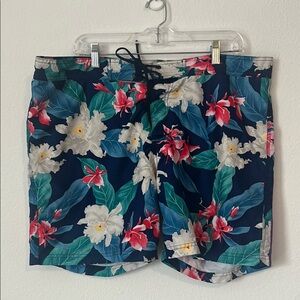 SUNDEK Blue Tropical Floral Swim Trunks